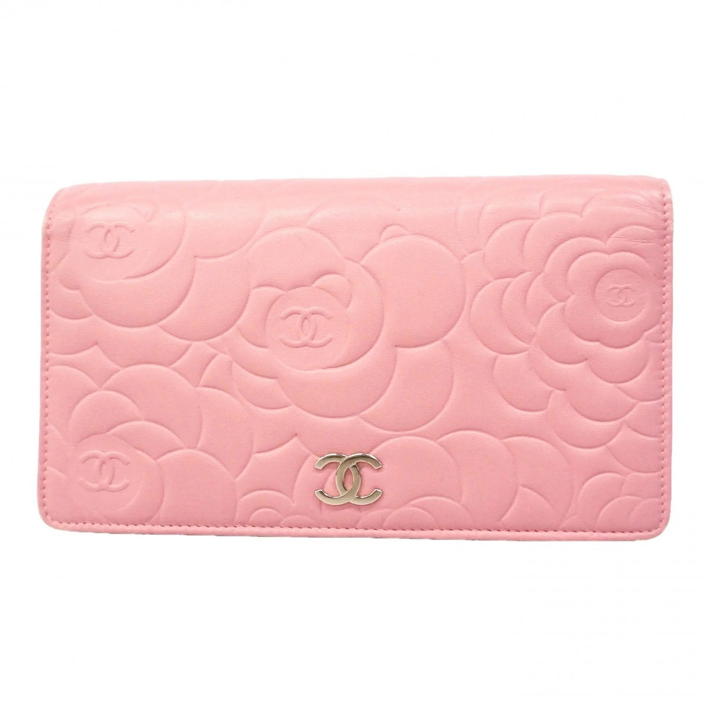 CHANEL Pink Lambskin Leather Wallet